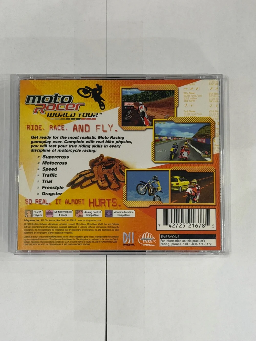 Moto Racer World Tour PS1 Sony PlayStation Black Label Tested Working